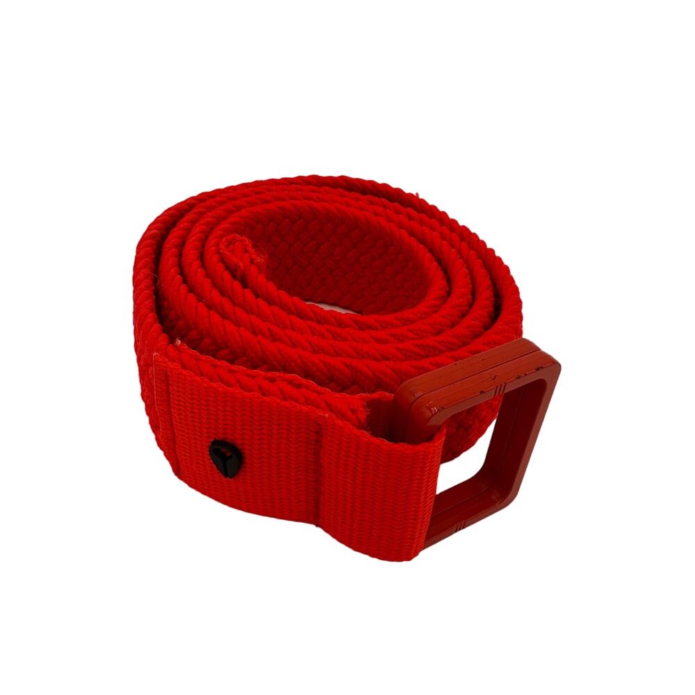 Red Canvas Braided Keyhole Logo Belt